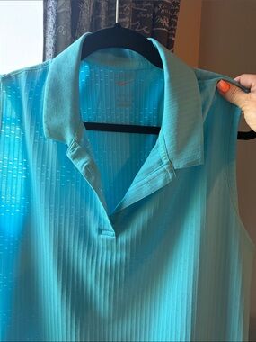 Nike Light Blue Sleeveless Polo Tank Top
